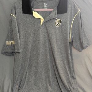 NHL Gray Heather Polo with Black Collar and Gold Trim